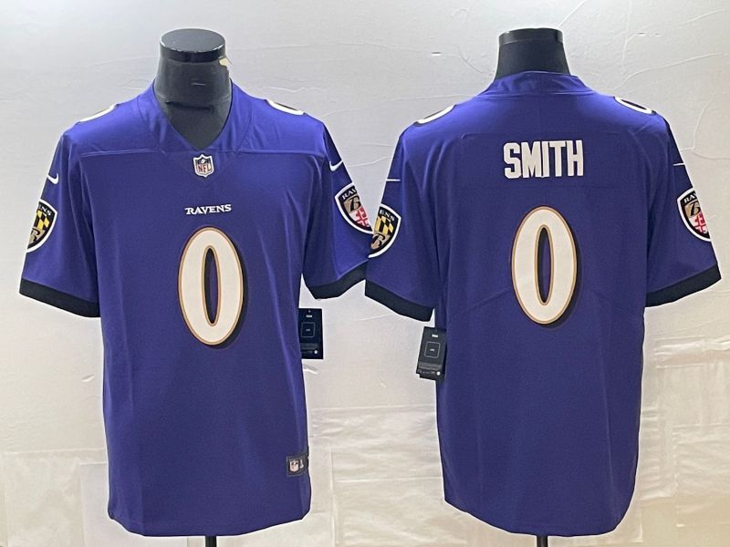 Men Baltimore Ravens #0 Smith Purple 2023 Nike Vapor Limited NFL Jersey